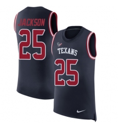 Men's Nike Houston Texans #25 Kareem Jackson Limited Navy Blue Rush Player Name & Number Tank Top NFL Jersey