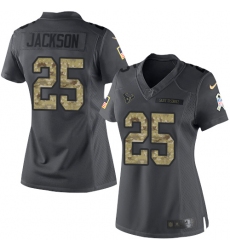 Women's Nike Houston Texans #25 Kareem Jackson Limited Black 2016 Salute to Service NFL Jersey