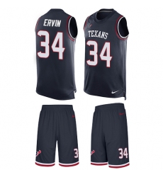 Men's Nike Houston Texans #34 Tyler Ervin Limited Navy Blue Tank Top Suit NFL Jersey