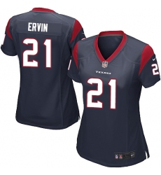 Women's Nike Houston Texans #21 Tyler Ervin Game Navy Blue Team Color NFL Jersey