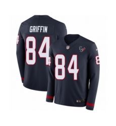 Youth Nike Houston Texans #84 Ryan Griffin Limited Navy Blue Therma Long Sleeve NFL Jersey