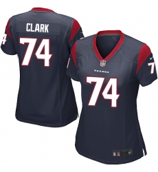 Women's Nike Houston Texans #74 Chris Clark Game Navy Blue Team Color NFL Jersey