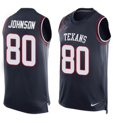 Men's Nike Houston Texans #80 Andre Johnson Limited Navy Blue Player Name & Number Tank Top NFL Jersey
