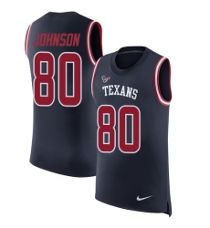 Men's Nike Houston Texans #80 Andre Johnson Limited Navy Blue Rush Player Name & Number Tank Top NFL Jersey