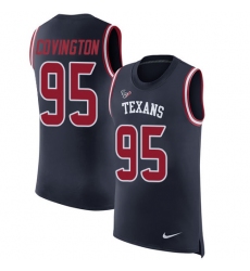 Men's Nike Houston Texans #95 Christian Covington Limited Navy Blue Rush Player Name & Number Tank Top NFL Jersey