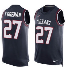 Men's Nike Houston Texans #27 D'Onta Foreman Limited Navy Blue Player Name & Number Tank Top NFL Jersey