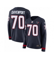 Women's Nike Houston Texans #70 Julien Davenport Limited Navy Blue Therma Long Sleeve NFL Jersey