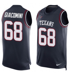 Men's Nike Houston Texans #68 Breno Giacomini Limited Navy Blue Player Name & Number Tank Top NFL Jersey