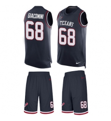 Men's Nike Houston Texans #68 Breno Giacomini Limited Navy Blue Tank Top Suit NFL Jersey