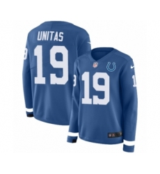 Women's Nike Indianapolis Colts #19 Johnny Unitas Limited Blue Therma Long Sleeve NFL Jersey