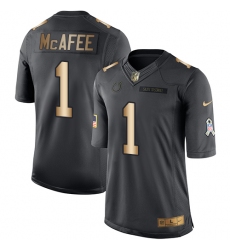Men's Nike Indianapolis Colts #1 Pat McAfee Limited Black/Gold Salute to Service NFL Jersey