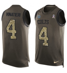 Men's Nike Indianapolis Colts #4 Adam Vinatieri Limited Green Salute to Service Tank Top NFL Jersey
