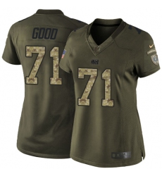 Women's Nike Indianapolis Colts #71 Denzelle Good Elite Green Salute to Service NFL Jersey