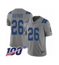 Men's Indianapolis Colts #26 Clayton Geathers Limited Gray Inverted Legend 100th Season Football Jersey