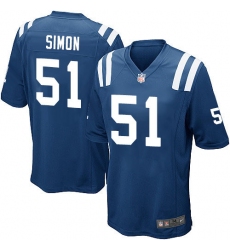 Men's Nike Indianapolis Colts #51 John Simon Game Royal Blue Team Color NFL Jersey