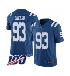 Men's Indianapolis Colts #93 Jabaal Sheard Limited Royal Blue Rush Vapor Untouchable 100th Season Football Jersey