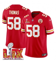 Men's Kansas City Chiefs #58 Derrick Thomas Red 2025 Super Bowl LIX F.U.S.E. Vapor Limited Stitched Football Jersey