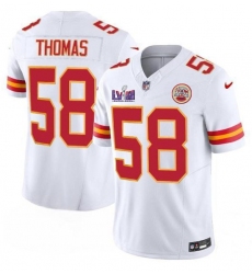 Men’s Kansas City Chiefs #58 Derrick Thomas White 2024 F.U.S.E. Super Bowl LVIII Vapor Untouchable Limited Football Stitched Jersey