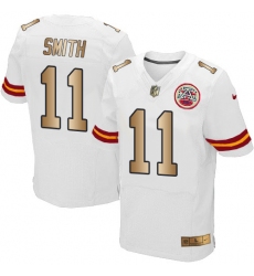 Men's Nike Kansas City Chiefs #11 Alex Smith Elite White/Gold NFL Jersey