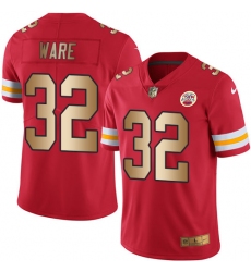 Men's Nike Kansas City Chiefs #32 Spencer Ware Limited Red/Gold Rush NFL Jersey