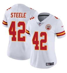 Women's Kansas City Chiefs #42 Carson Steele White Vapor Untouchable Limited Stitched Jersey(Run Small)