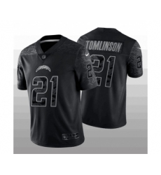 Men's Los Angeles Chargers #21 LaDainian Tomlinson Black Reflective Limited Stitched Football Jersey