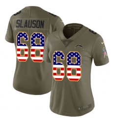 Women's Nike Los Angeles Chargers #68 Matt Slauson Limited Olive/USA Flag 2017 Salute to Service NFL Jersey