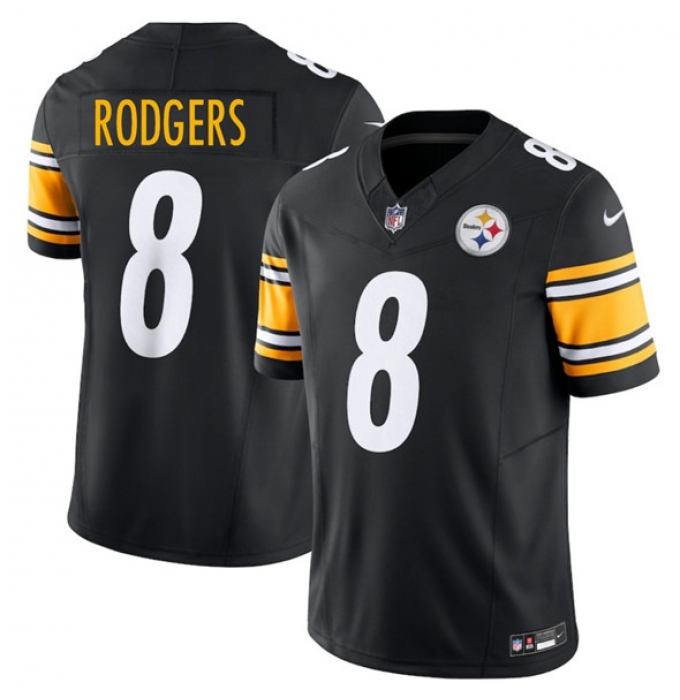 Men's Pittsburgh Steelers #8 Aaron Rodgers Black 2025 F.U.S.E. Vapor Limited Football Stitched Jersey