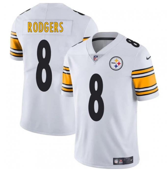 Men's Pittsburgh Steelers #8 Aaron Rodgers White 2025 Vapor Limited Football Stitched Jersey