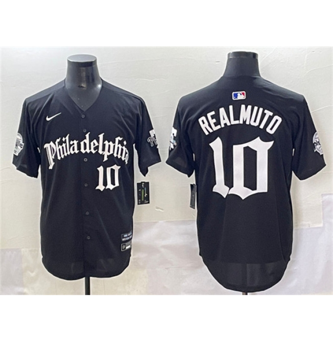 Men's Philadelphia Phillies #10 J.T. Realmuto Black Gothic Vapor Limited Stitched Jersey