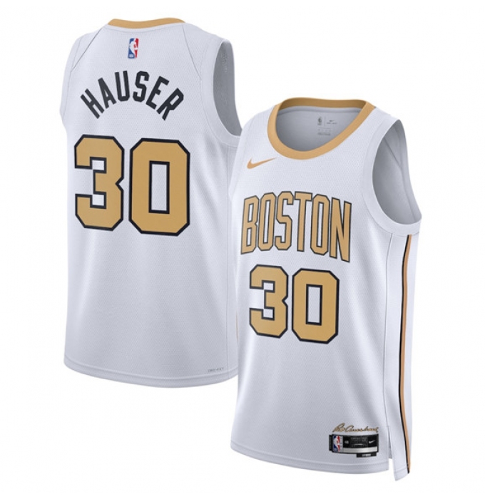 Men's Boston Celtics #30 Sam Hauser White 2025-26 City Edition Swingman Stitched Basketball Jersey