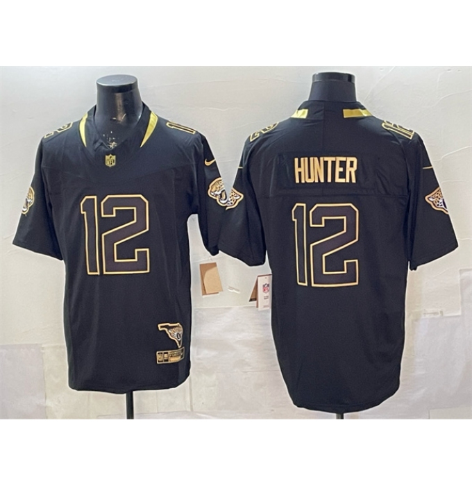 Men's Jacksonville Jaguars #12 Travis Hunter Black Gold 2025 F.U.S.E. With Vapor Untouchable Limited Stitched Jersey