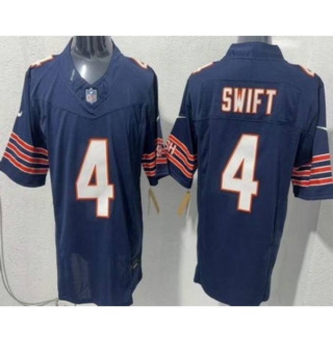 Men's Chicago Bears #4 D'Andre Swift Limited Navy FUSE Vapor Jersey