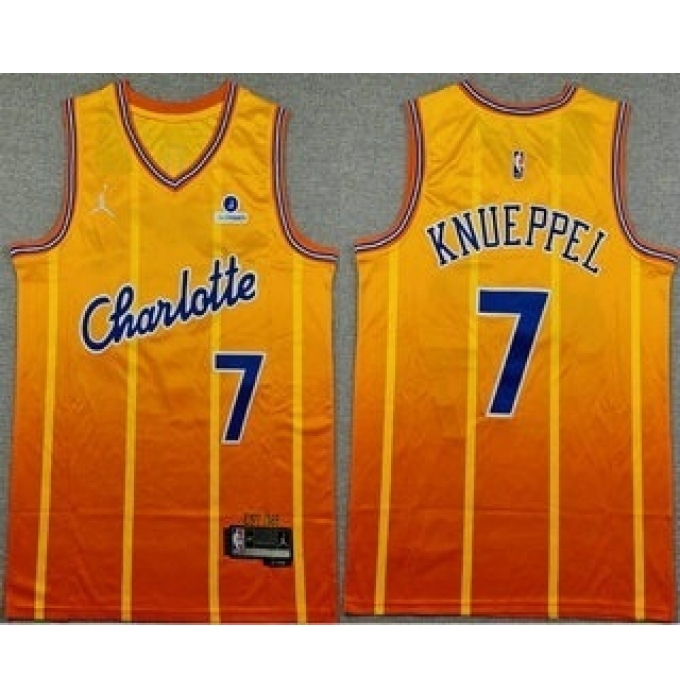 Men's Charlotte Hornets #7 Kon Knueppel Yellow 2025 City Sponsor Swingman Jersey