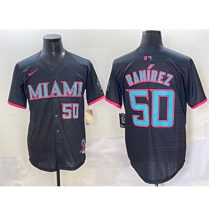 Men's Miami Marlins #50 Agustín Ramírez Black 2025 City Connect Limited Stitched Baseball Jersey