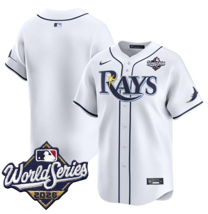 Men's Tampa Bay Rays Blank White 2026 World Series Home Limited Stitched Baseball Jersey