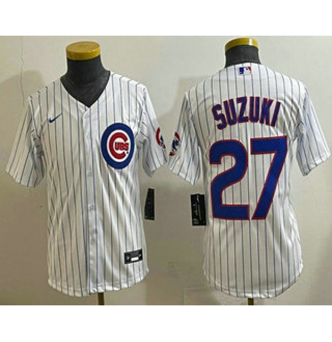 Youth Chicago Cubs #27 Seiya Suzuki White Limited Stitched Jersey