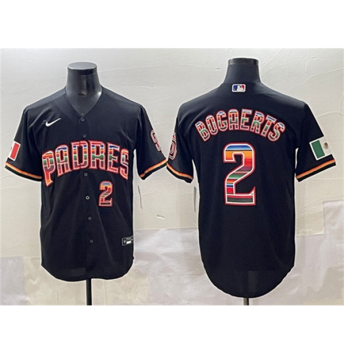 Men's San Diego Padres #2 Xander Bogaerts Black Mexico Cool Base Stitched Baseball Jersey