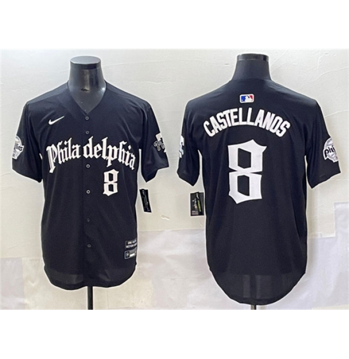 Men's Philadelphia Phillies #8 Nick Castellanos Black Gothic Vapor Limited Stitched Jersey
