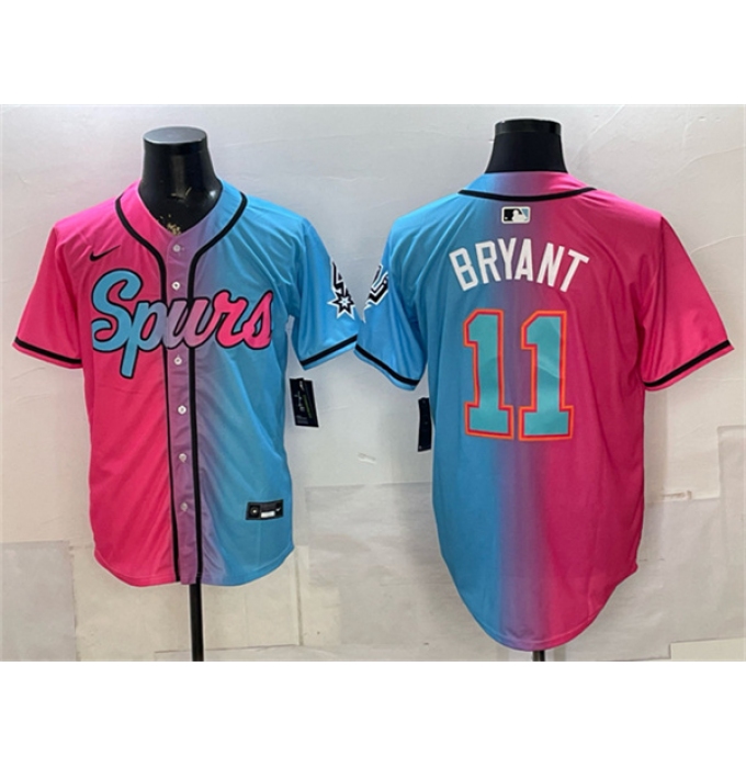 Men's San Antonio Spurs #11 Carter Bryant Pink Blue Limited Stitched Baseball Jersey