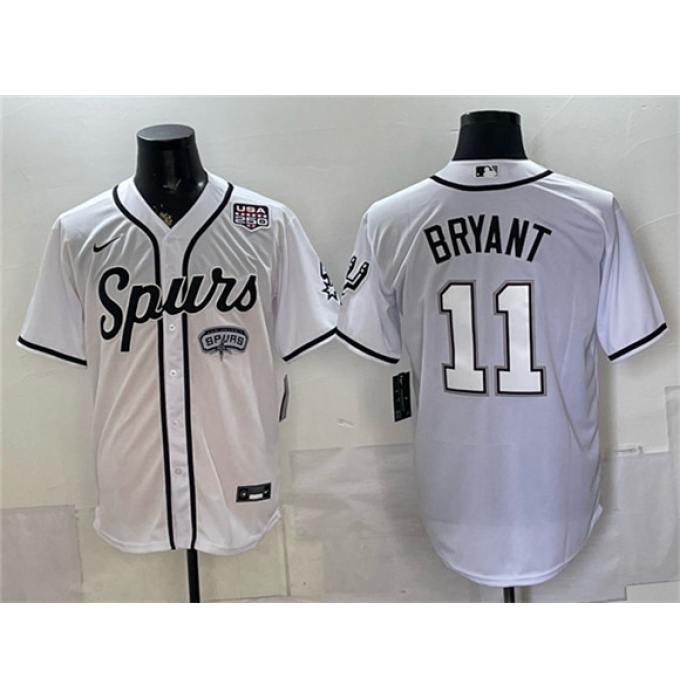 Men's San Antonio Spurs #11 Carter Bryant White USA 250 Stitched Baseball Jersey