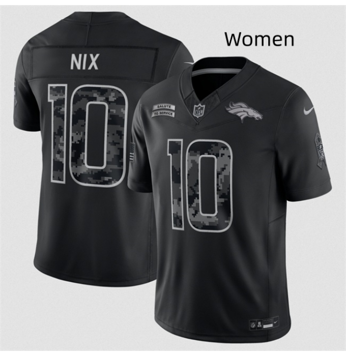 Women Denver Broncos #10 Bo Nix Black 2026 Salute to Service Limited Stitched Football Jersey(Run Small)