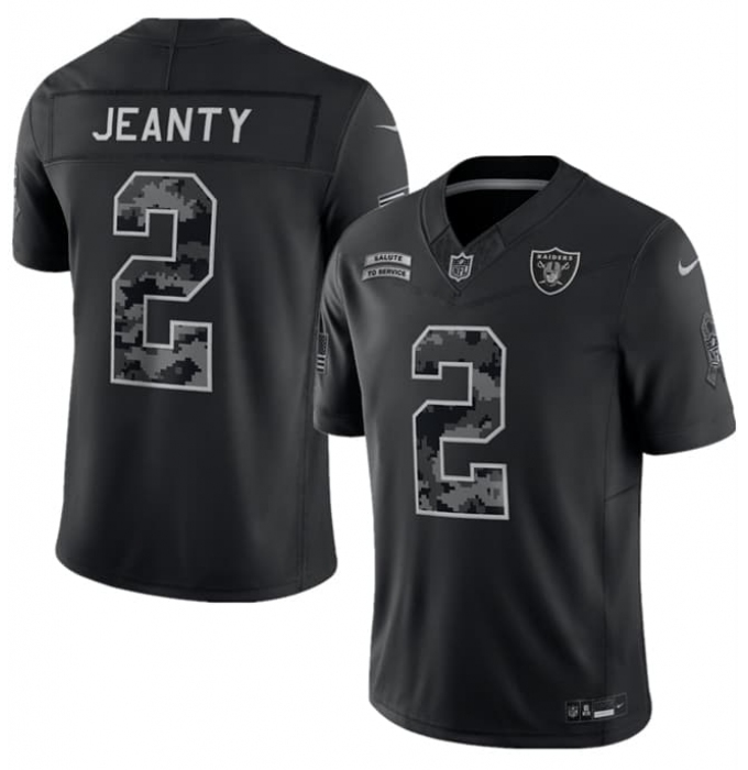 Men's Las Vegas Raiders #2 Ashton Jeanty Black F.U.S.E. 2026 Salute to Service Limited Football Stitched Jersey