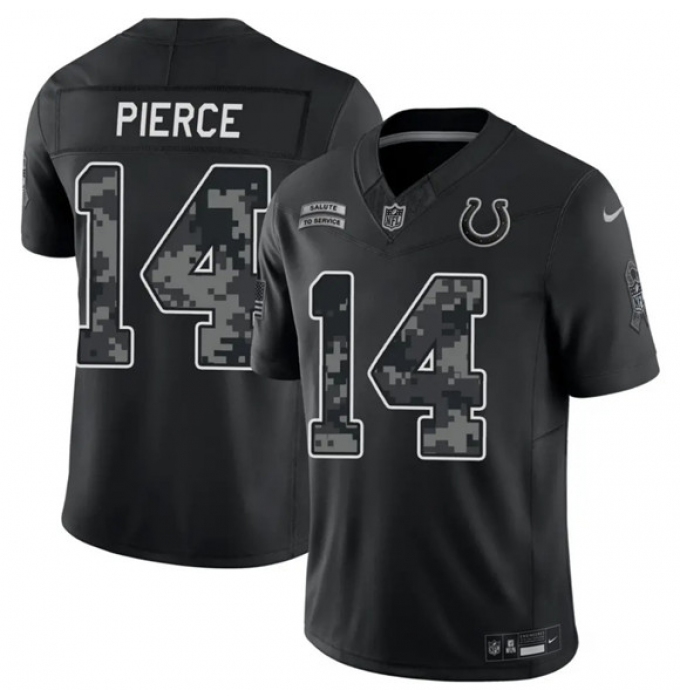 Men's Indianapolis Colts #14 Alec Pierce Black 2026 F.U.S.E. Salute to Service Limited Football Stitched Jersey
