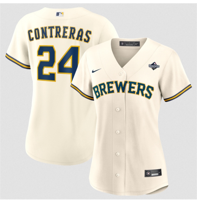 Women's Milwaukee Brewers #24 William Contreras Cream 2026 World Series Limited Stitched Baseball Jersey(Run Small)